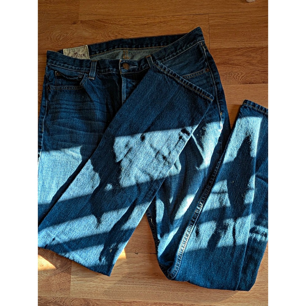 Hollister Men's Blue Denim Straight Jeans Regular Fit Mid Rise 5-Pocket
